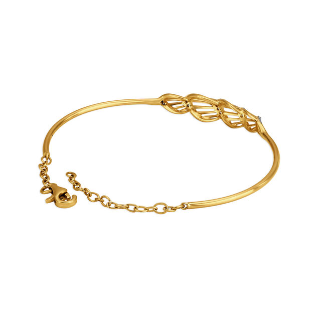 14KT Yellow Gold Diamond Oval Bangle With Teardrop Design,,hi-res view 3