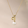 Ribbon Kiss Gold Pendant,,hi-res view 1