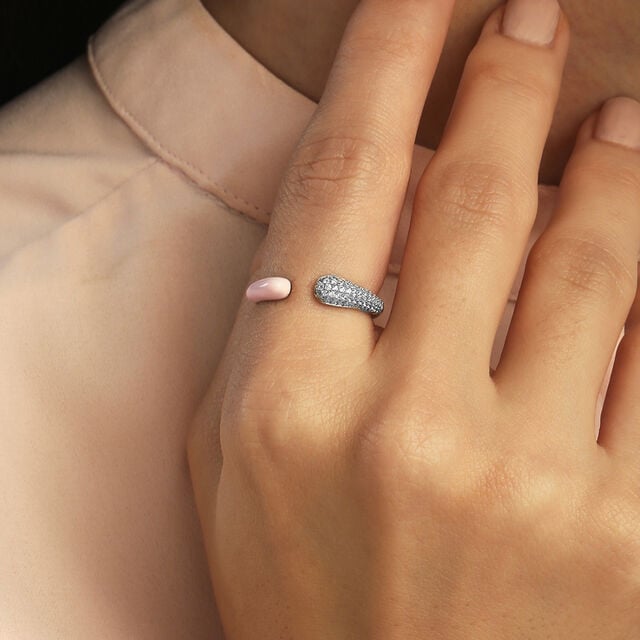 Open Band Silver Finger Ring,,hi-res image number null