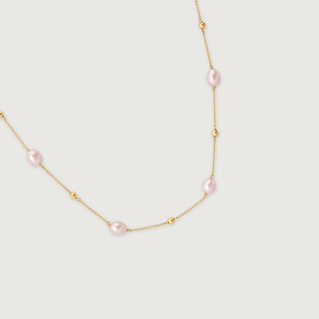 Elegant Lustrous 18KT Gold & Pearl Necklace,,hi-res image number null