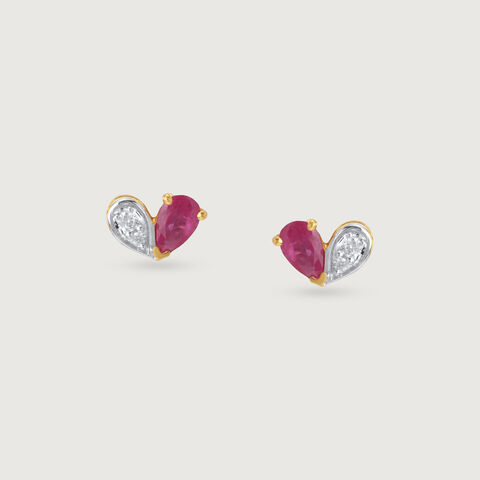 Twin Flame Ruby & Diamond Stud Earrings