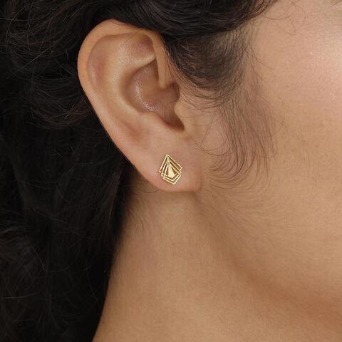 Lustrous Layers Gold Stud Earrings
