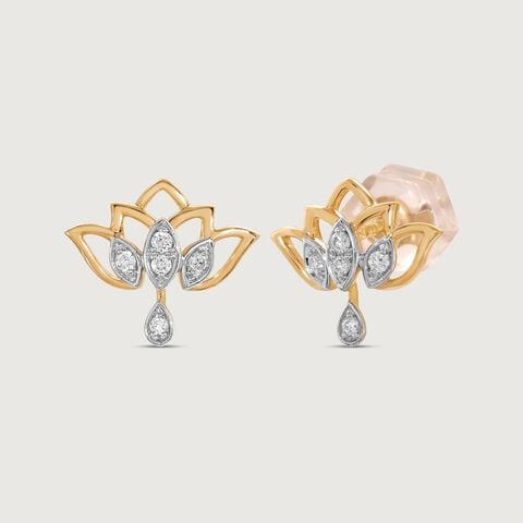 Lotus Petal Diamond Stud Earrings