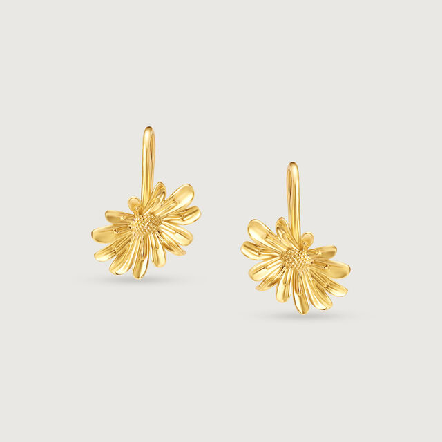 Dainty Daisy Gold Hoop Earrings,,hi-res image number null