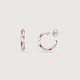 Playful Sculpted Silver Hoop Earrings,,hi-res view 4