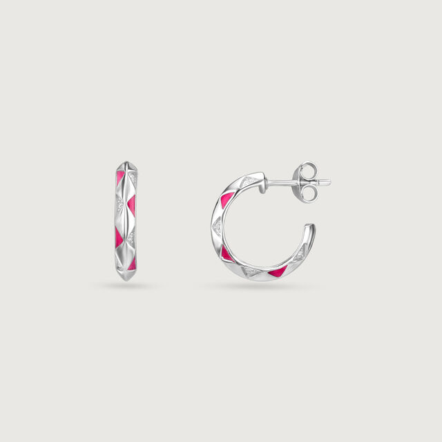 Playful Sculpted Silver Hoop Earrings,,hi-res image number null