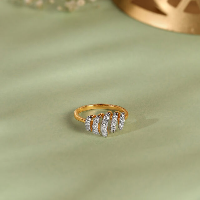 Spiral Symphony Gold & Diamond Finger Ring,,hi-res image number null