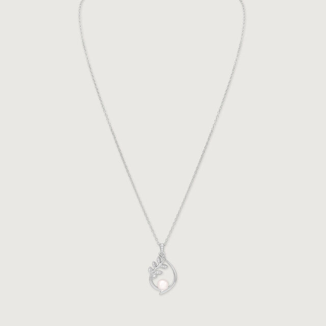 Elegant Leaf Drop Silver Necklace,,hi-res image number null