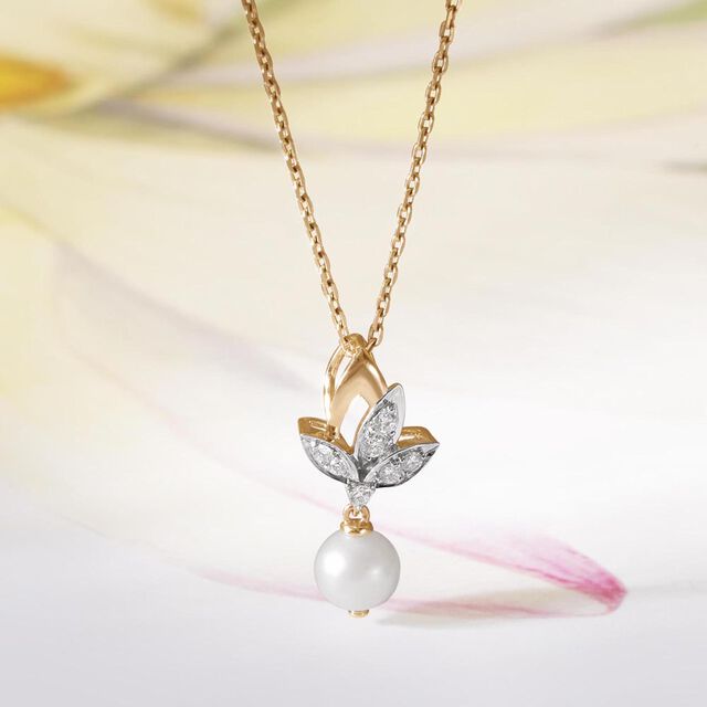 Lotus Elegance Pearl Diamond Pendant,,hi-res image number null