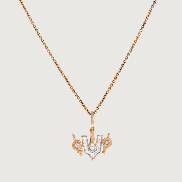 Balaji Shankh Chakra Namah Gold and Diamond Pendant,,hi-res image number null