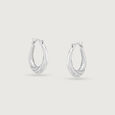 Twisted Beam Silver Hoop Earrings,,hi-res view 3
