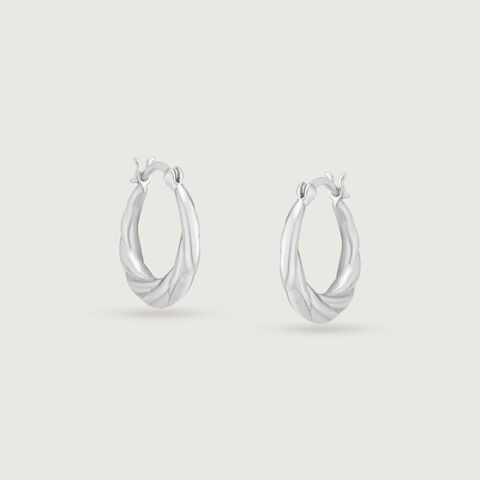 Twisted Beam Silver Hoop Earrings