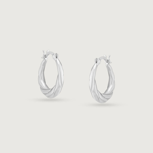 Twisted Beam Silver Hoop Earrings,,hi-res image number null
