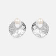 Elegant Pearl Silver Stud Earrings,,hi-res view 3