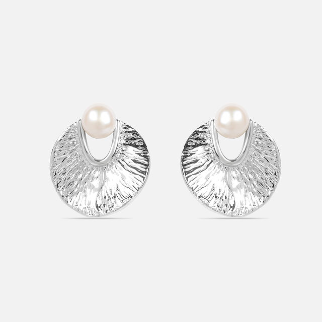 Elegant Pearl Silver Stud Earrings,,hi-res image number null