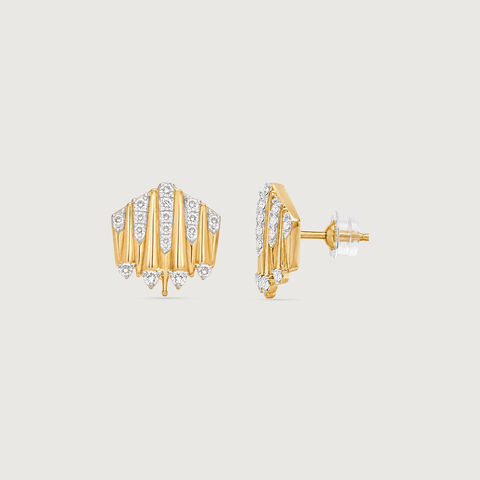 Striking Fanlight Diamond Stud Earrings