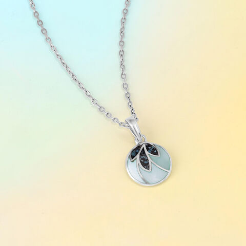 Artistic Botanical Turquoise Silver Pendant