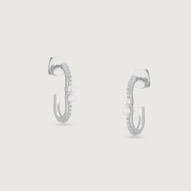 Twinkle Duo Silver Hoop Earrings,,hi-res image number null
