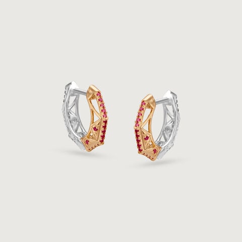 Dual Radiance Ruby & Diamond Hoop Earrings