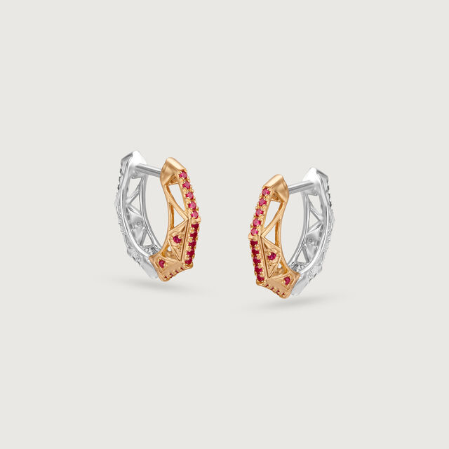 Dual Radiance Ruby & Diamond Hoop Earrings,,hi-res image number null