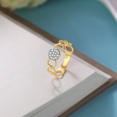 Luminous Link 14KT Gold & Diamond Finger Ring