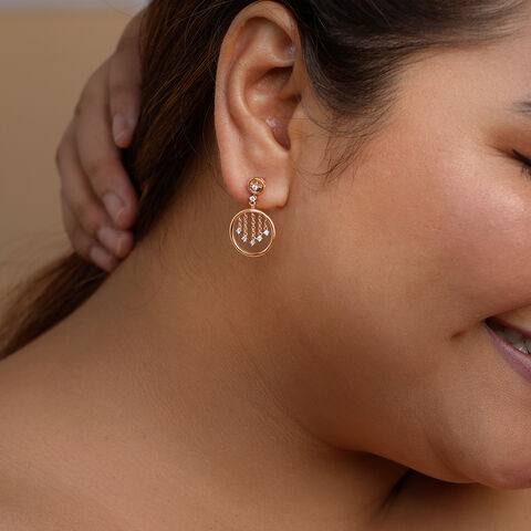 Halo Fringe Diamond Drop Earrings