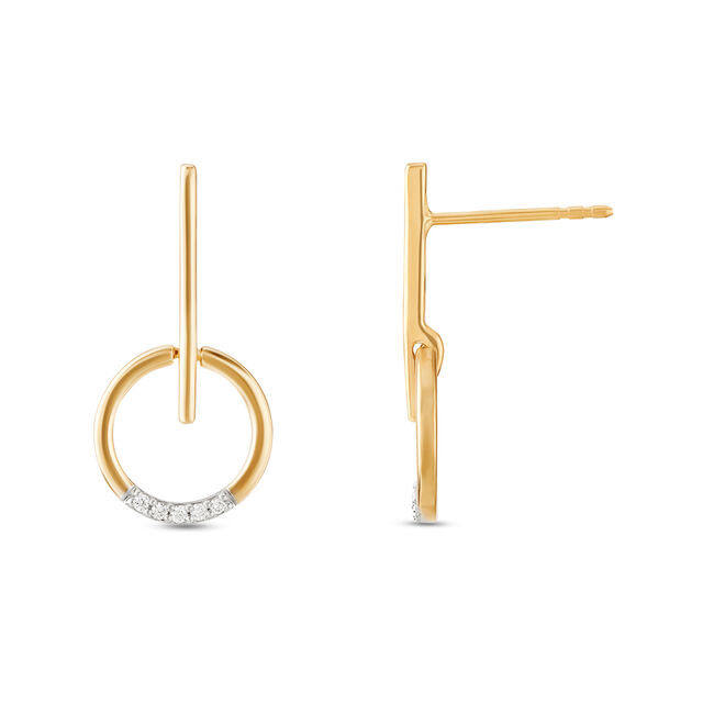 14KT Yellow Gold Fine Line Drop Earrings,,hi-res view 2