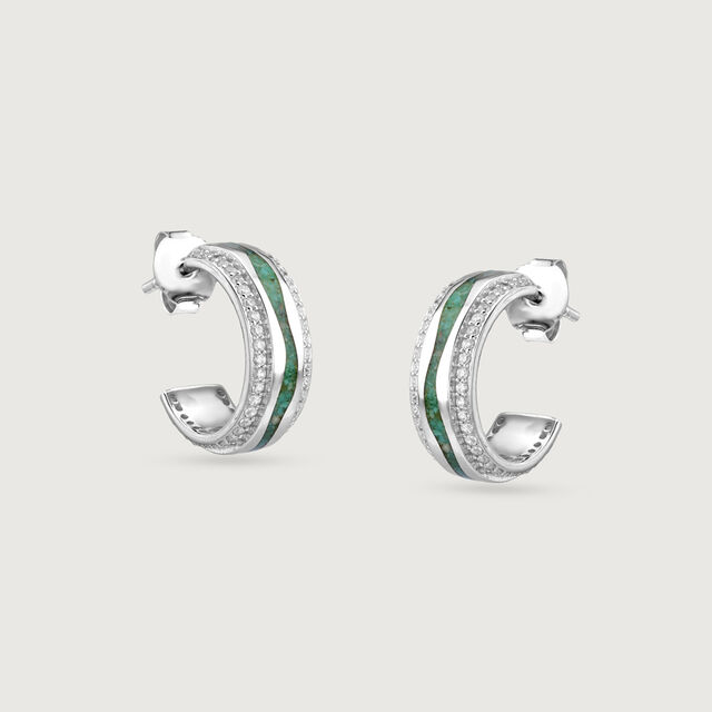 Mosaic Magic Silver Hoop Earrings,,hi-res image number null