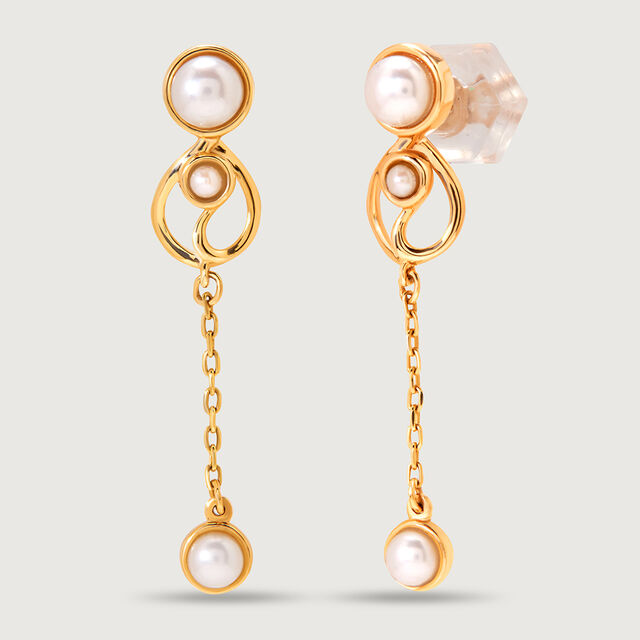 Swirling Pearls 14KT Drop Earrings,,hi-res image number null