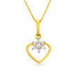 Romantic 18 Karat Yellow Gold And Diamond Heart Pendant,,hi-res view 1