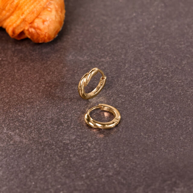 Linked Sculpt Gold Hoop Earrings,,hi-res image number null