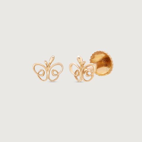 Cheerful Butterfly Gold Stud Earrings