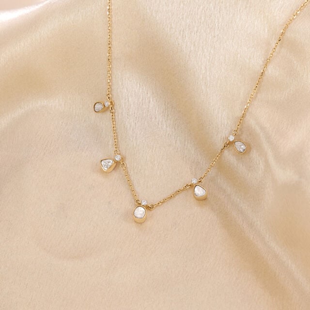 Graceful Drape Polki Diamond Necklace,,hi-res image number null