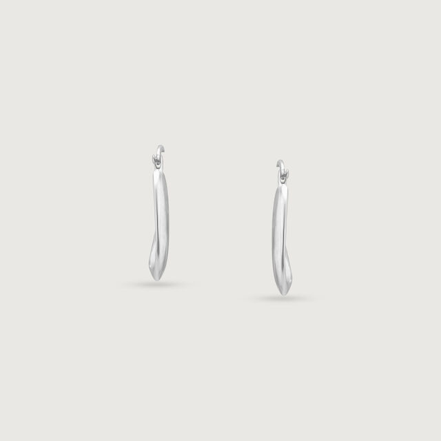 Sculpted Loop Silver Hoop Earrings,,hi-res image number null
