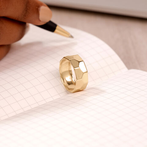 Faceted Sculpt Gold Ring