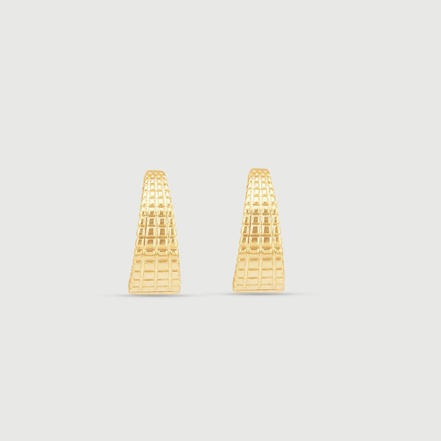 Textured Curve Gold Stud Earrings,,hi-res image number null
