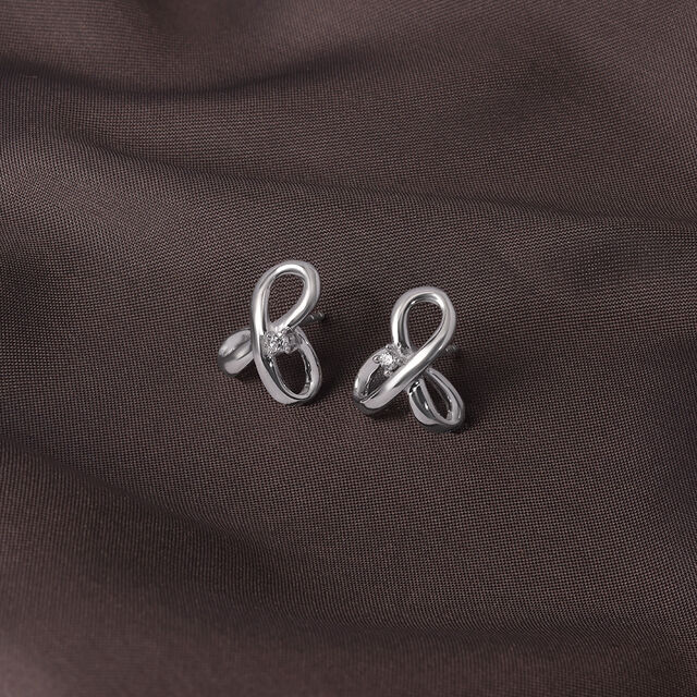 Minimal Spark Silver Stud Earrings,,hi-res image number null