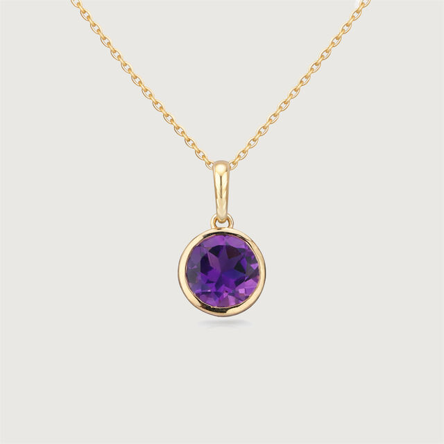 Refined Dainty Amethyst Gold Pendant,,hi-res image number null