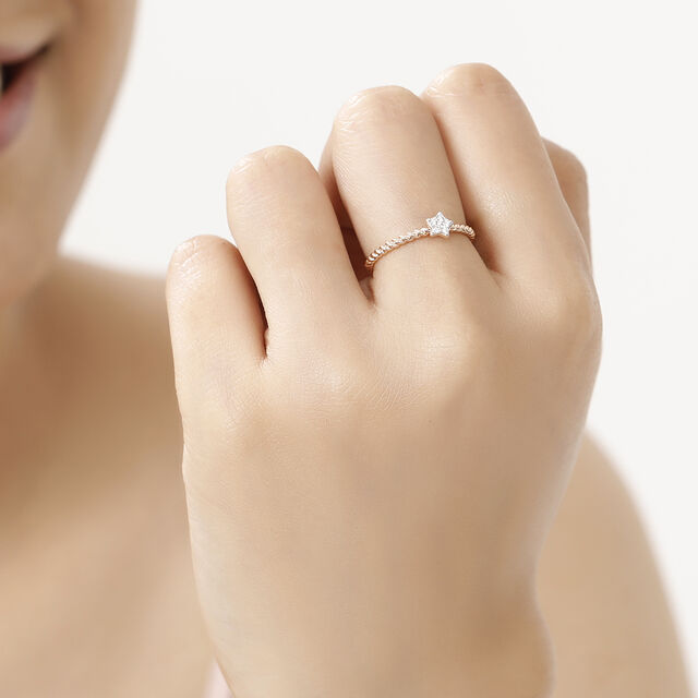 14kt Rose Gold Star Shaped Diamond Ring,,hi-res image number null