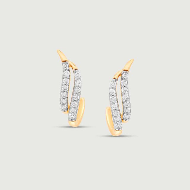 Gleaming Twist Diamond Hoop Earrings,,hi-res image number null