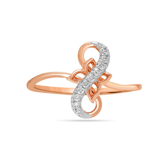 14KT Rose Gold Infinity Sparkle Diamond Finger Ring,,hi-res image number null