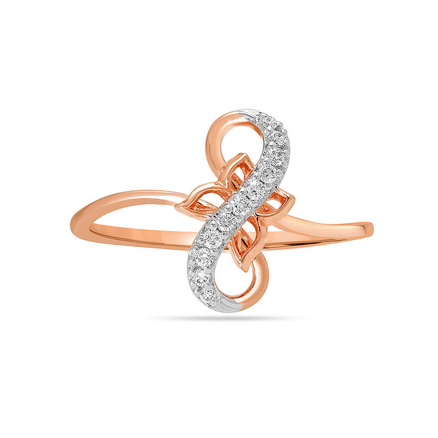 14KT Rose Gold Infinity Sparkle Diamond Finger Ring,,hi-res view 2