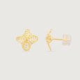 Fluid Bloom Gold Stud Earrings,,hi-res view 3