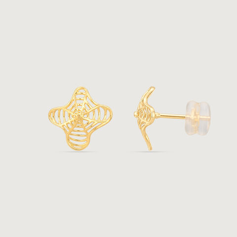 Fluid Bloom Gold Stud Earrings