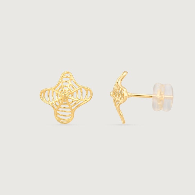 Fluid Bloom Gold Stud Earrings,,hi-res image number null
