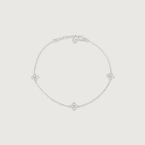 Chic Bloom Silver Anklet