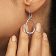 Timeless Teardrop Silver Hoop Earrings,,hi-res view 2