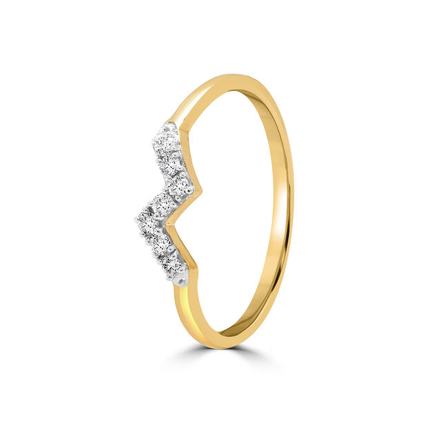 14KT Yellow Gold Peak Crest Diamond Finger Ring,,hi-res view 3