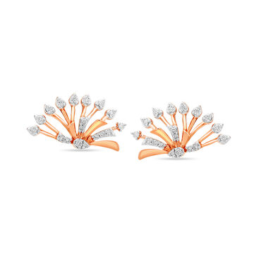 14 KT Rose Gold Sparkling Dainty Stud Earrings