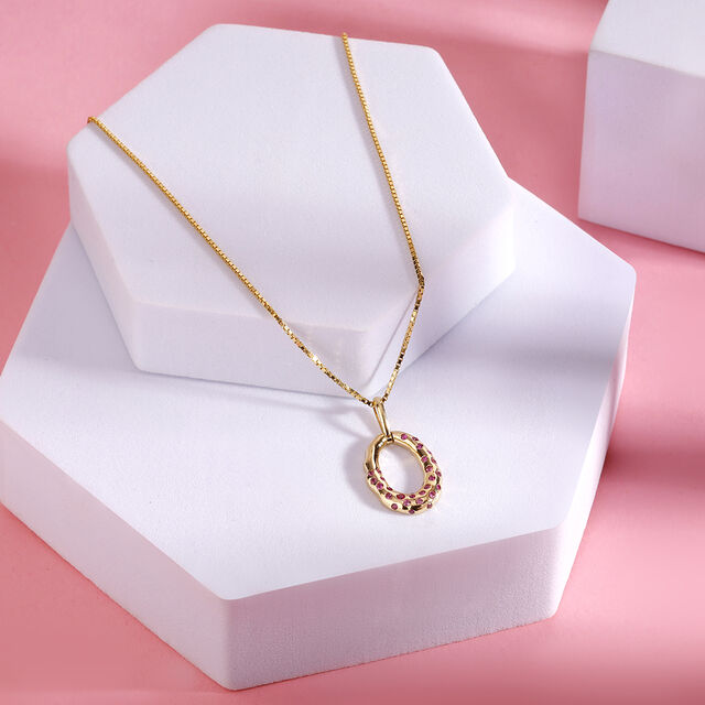Glamorous Loop 14KT Dark Pink Sapphire Pendant,,hi-res image number null
